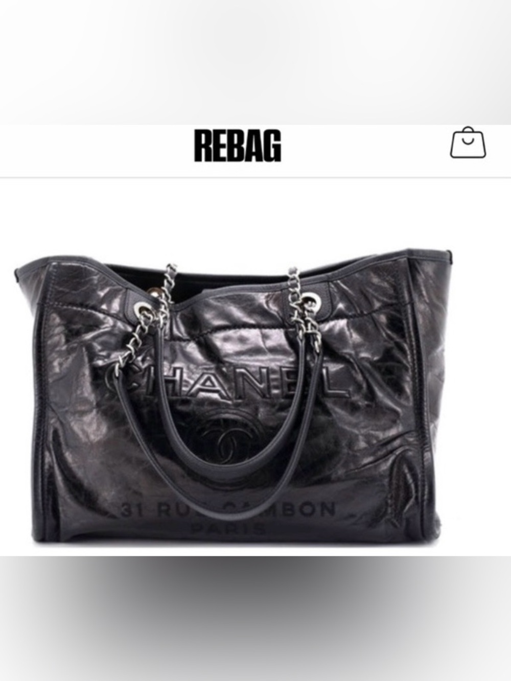 CHANEL DEAUVILLE Tote Calfskin Leather